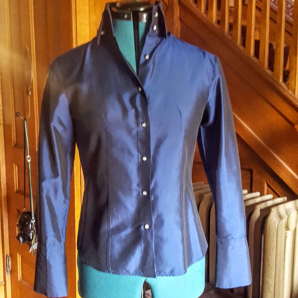 Dark Navy Blue Silk Dress Shirt Size 1/2 Express
